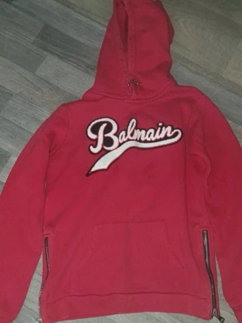 Balmain Red Hooded Logo Sweatshirt